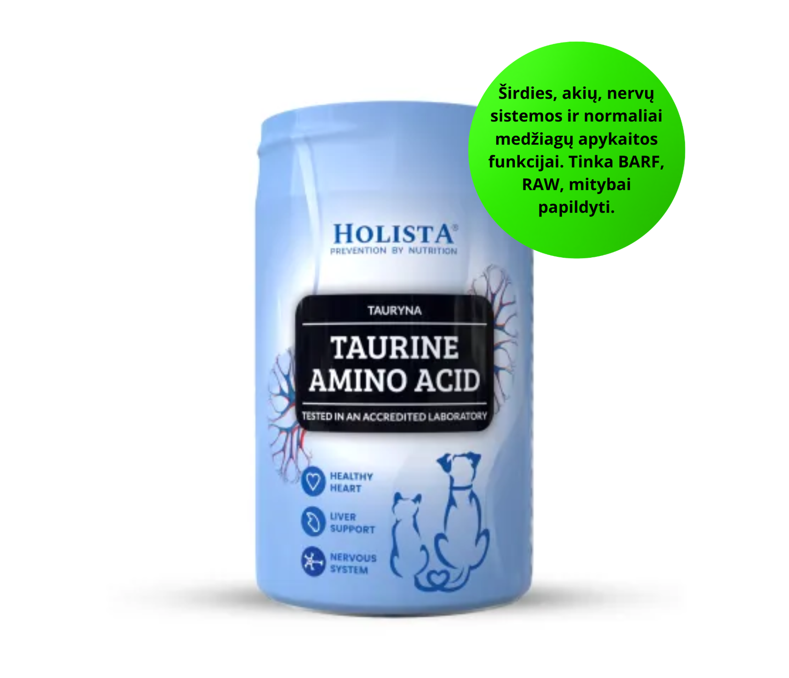 Holista Taurin Amino Acid - taurino papildas katėms ir šunims 250 g miletliai