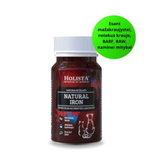 Holista Natural Iron- natūralus geležies papildas šunims ir katėms 90 tablečių.