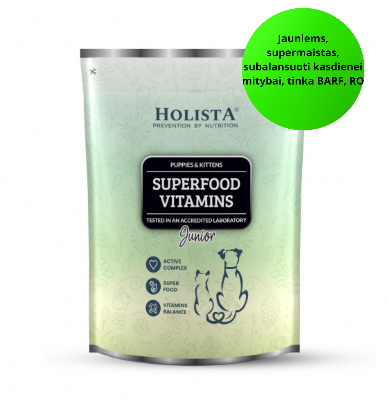 Holista Superfood Vitamins Juinior - vitaminų kompleksas ,,super maistas'' jauniems šuniukams ir kačiukams 600 g.