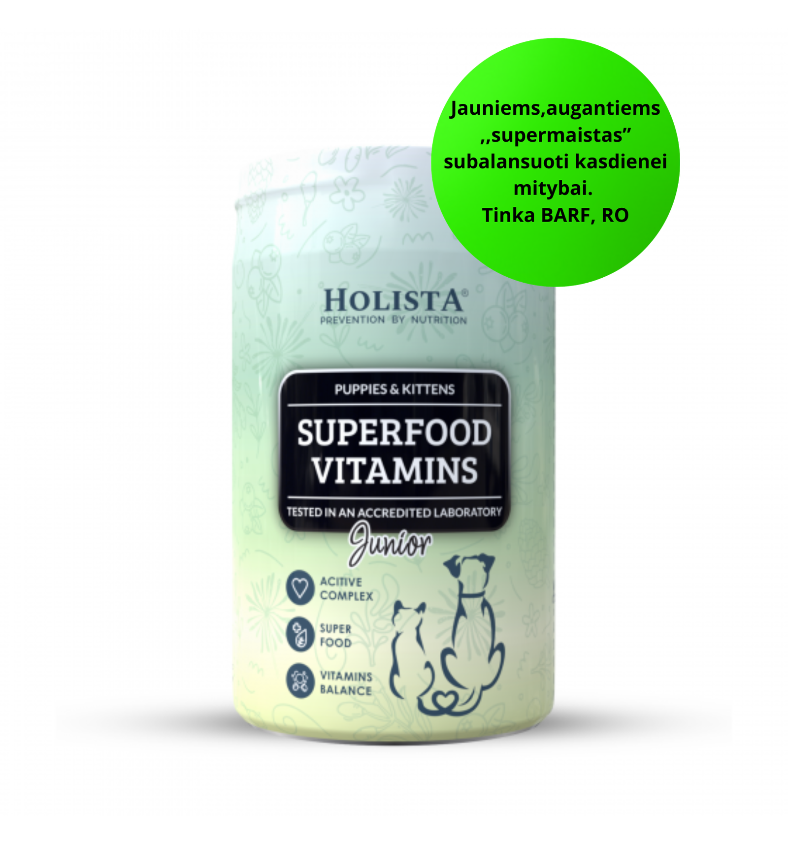 Holista Superfood Vitamins Juinior - vitaminų kompleksas ,,super maistas" jauniems šuniukams ir kačiukams, milteliai 200 g.