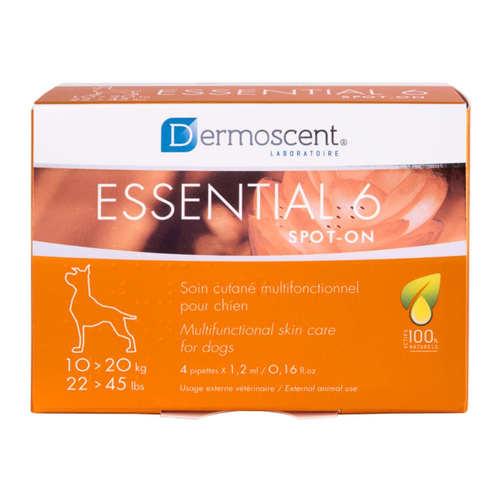 Dermoscent essential 6 spot on - lašiukai odai ir kaliui gerinti šunims 10 - 20 kg
