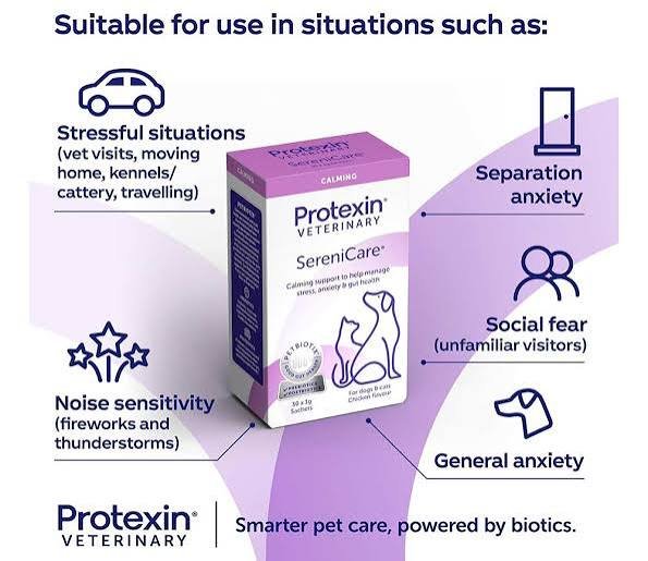 Protexin SereniCare – papildas stresui ir nerimui valdyti šunims ir katėms 30 pakėtėlių, milteliai - Image 2